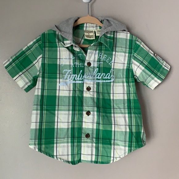 Timberland Other - 3/13$ Timberland Boy’s Plaid Button Down With Hood
